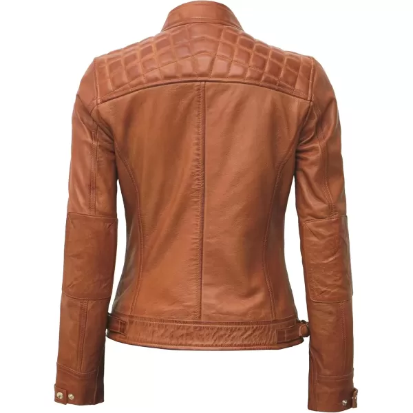 imageBlingsoul Brown Leather Jacket Women  Cafe Racer Black Womens Leather JacketsDiamond1  Tan Jacket