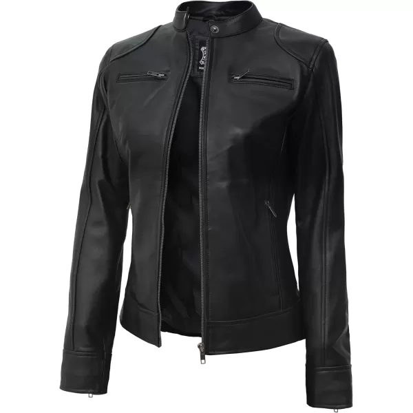 imageBlingsoul Brown Leather Jacket Women  Cafe Racer Black Womens Leather JacketsDodge  Black Jacket