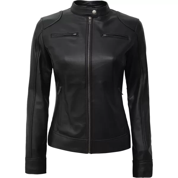 imageBlingsoul Brown Leather Jacket Women  Cafe Racer Black Womens Leather JacketsDodge  Black Jacket