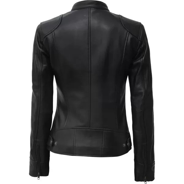 imageBlingsoul Brown Leather Jacket Women  Cafe Racer Black Womens Leather JacketsDodge  Black Jacket