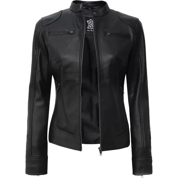 imageBlingsoul Brown Leather Jacket Women  Cafe Racer Black Womens Leather JacketsDodge  Black Jacket