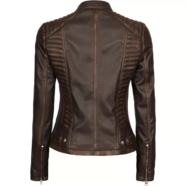 imageBlingsoul Brown Leather Jacket Women  Cafe Racer Black Womens Leather JacketsN185  Brown Jacket