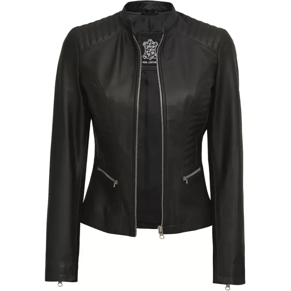 imageBlingsoul Brown Leather Jacket Women  Cafe Racer Black Womens Leather JacketsRachel  Black Jacket