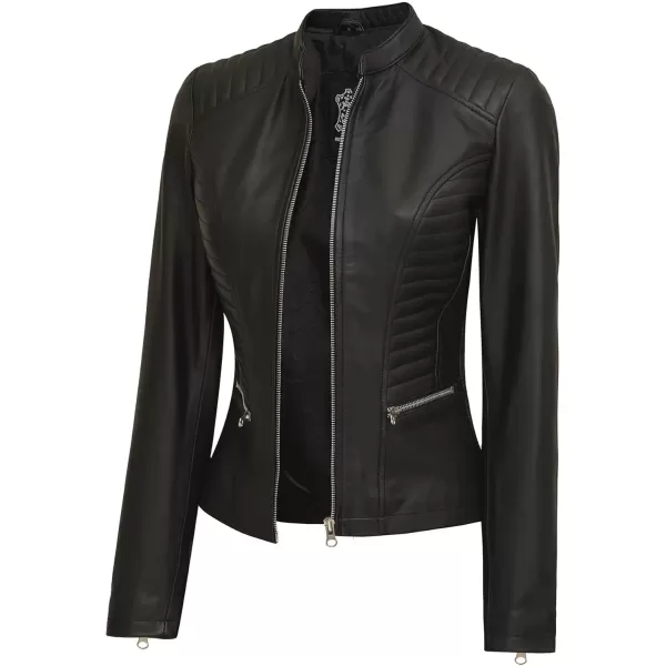 imageBlingsoul Brown Leather Jacket Women  Cafe Racer Black Womens Leather JacketsRachel  Black Jacket