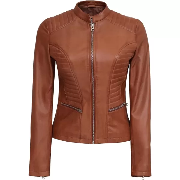 imageBlingsoul Brown Leather Jacket Women  Cafe Racer Black Womens Leather JacketsRachel  Brown Jacket