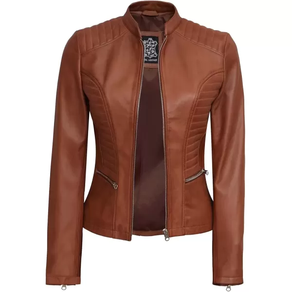 imageBlingsoul Brown Leather Jacket Women  Cafe Racer Black Womens Leather JacketsRachel  Brown Jacket