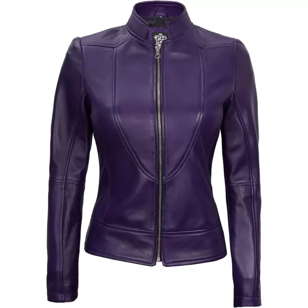 imageBlingsoul Real Lambskin Leather Jacket Women  Cafe Racer Stylish Womens Leather JacketsAmy  Purple Jacket