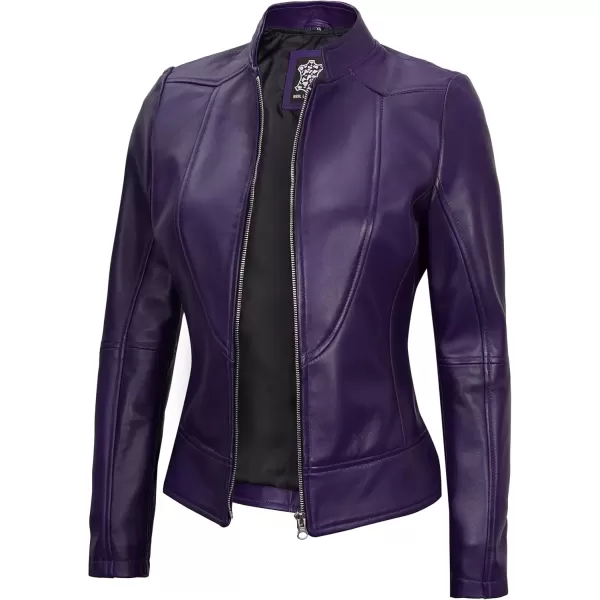 imageBlingsoul Real Lambskin Leather Jacket Women  Cafe Racer Stylish Womens Leather JacketsAmy  Purple Jacket