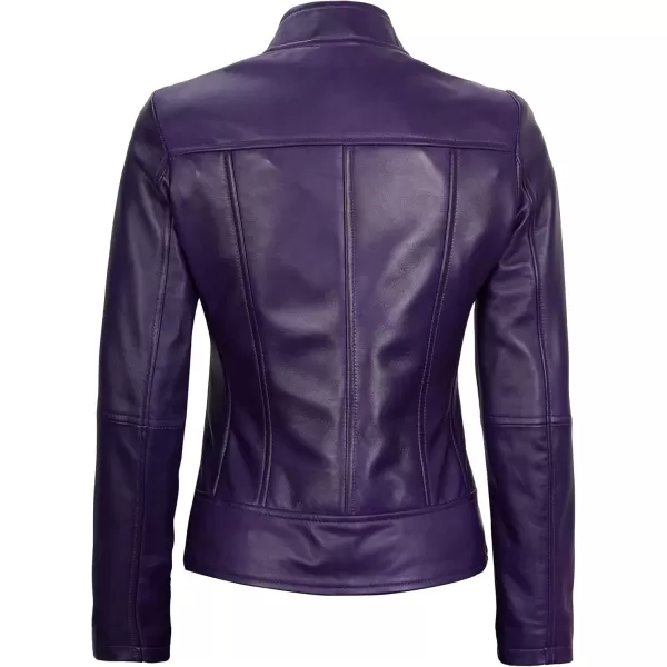 imageBlingsoul Real Lambskin Leather Jacket Women  Cafe Racer Stylish Womens Leather JacketsAmy  Purple Jacket