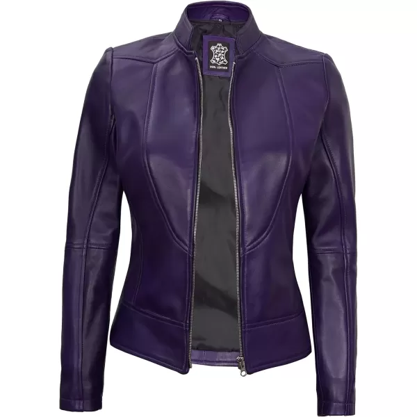 imageBlingsoul Real Lambskin Leather Jacket Women  Cafe Racer Stylish Womens Leather JacketsAmy  Purple Jacket