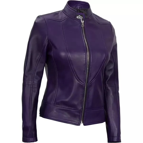 imageBlingsoul Real Lambskin Leather Jacket Women  Cafe Racer Stylish Womens Leather JacketsAmy  Purple Jacket