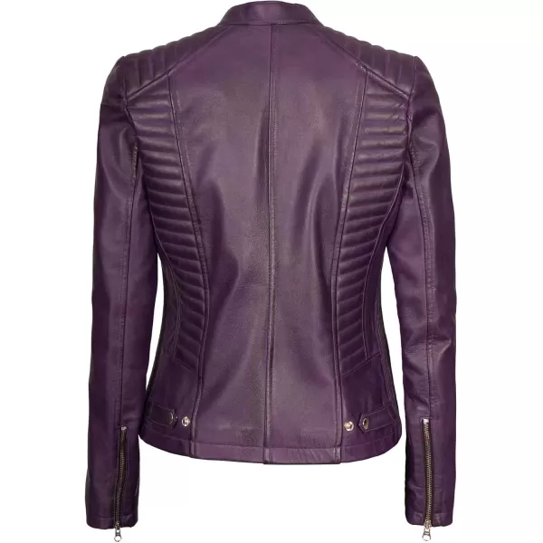 imageBlingsoul Real Lambskin Leather Jacket Women  Cafe Racer Stylish Womens Leather JacketsN185  Purple Jacket