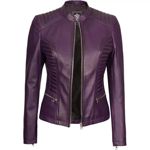 imageBlingsoul Real Lambskin Leather Jacket Women  Cafe Racer Stylish Womens Leather JacketsN185  Purple Jacket