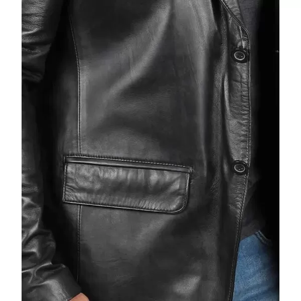 imageBlingsoul Real Lambskin Mens Leather Blazer  Casual 2 Buttons Leather Jacket for MenBlack  Leather Blazer