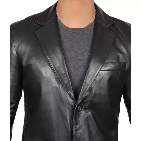 imageBlingsoul Real Lambskin Mens Leather Blazer  Casual 2 Buttons Leather Jacket for MenBlack  Leather Blazer