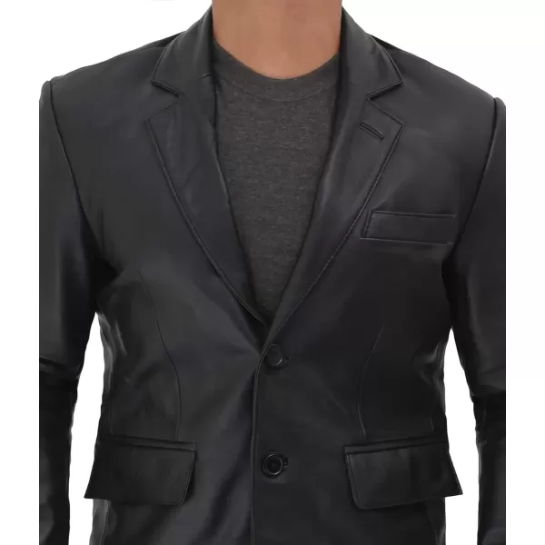 imageBlingsoul Real Lambskin Mens Leather Blazer  Casual 2 Buttons Leather Jacket for MenBrandon  Black Blazer Jacket