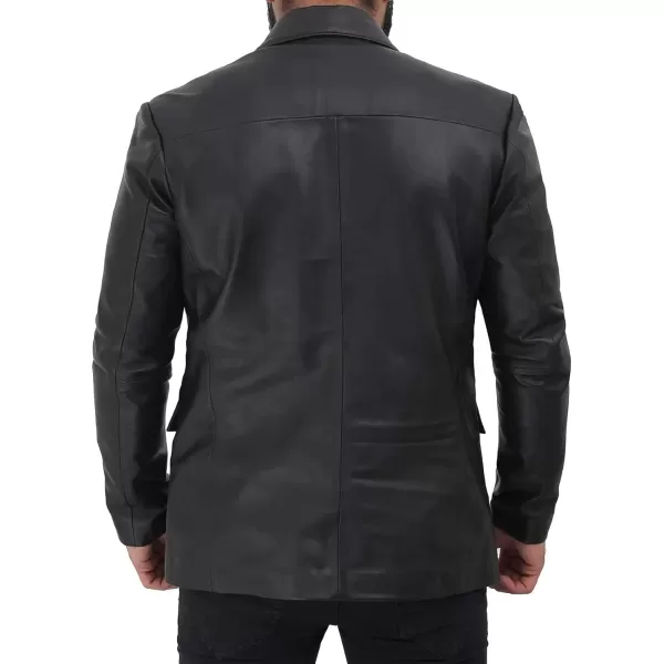 imageBlingsoul Real Lambskin Mens Leather Blazer  Casual 2 Buttons Leather Jacket for MenBrandon  Black Blazer Jacket