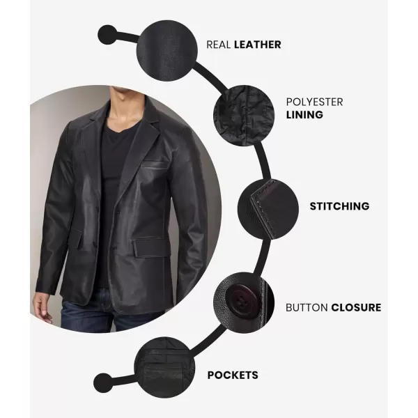 imageBlingsoul Real Lambskin Mens Leather Blazer  Casual 2 Buttons Leather Jacket for MenRuboff Brown  Leather Blazer