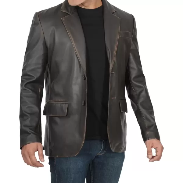 imageBlingsoul Real Lambskin Mens Leather Blazer  Casual 2 Buttons Leather Jacket for MenRuboff Brown  Leather Blazer