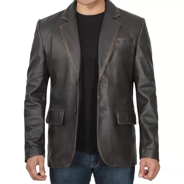 imageBlingsoul Real Lambskin Mens Leather Blazer  Casual 2 Buttons Leather Jacket for MenRuboff Brown  Leather Blazer