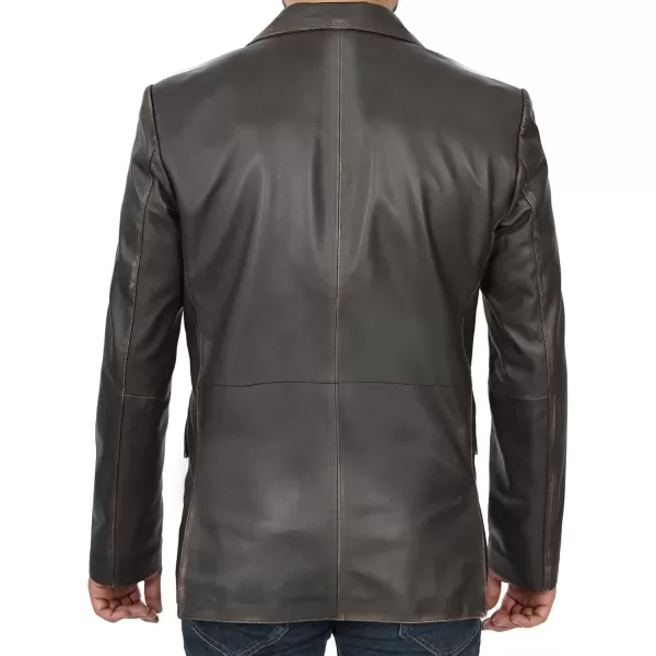 imageBlingsoul Real Lambskin Mens Leather Blazer  Casual 2 Buttons Leather Jacket for MenRuboff Brown  Leather Blazer