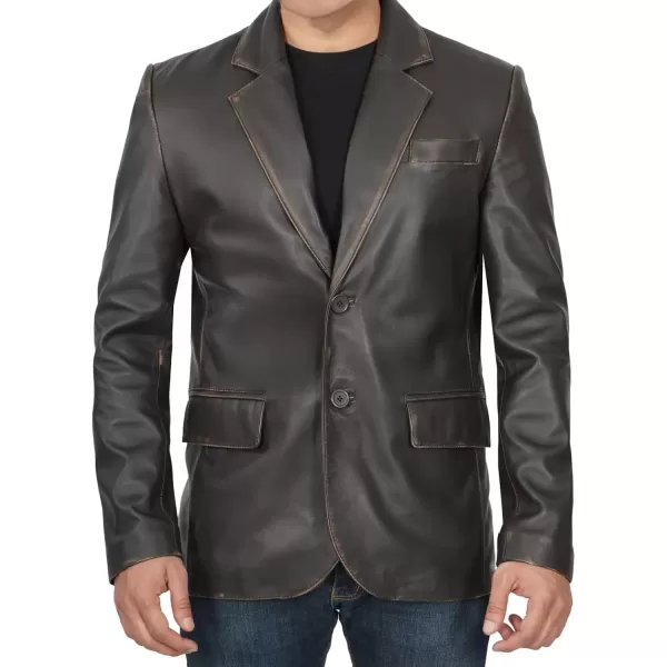 imageBlingsoul Real Lambskin Mens Leather Blazer  Casual 2 Buttons Leather Jacket for MenRuboff Brown  Leather Blazer