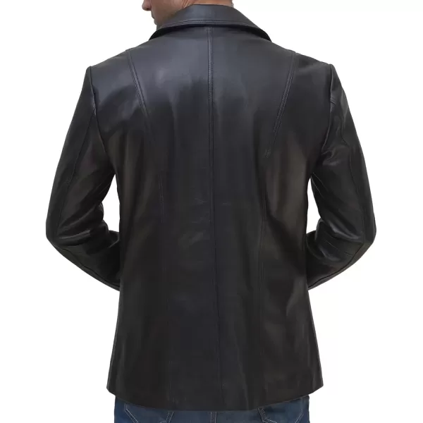 imageBlingsoul Real Lambskin Mens Leather Blazer  Casual 2 Buttons Leather Jacket for MenSurrey  Black Blazer