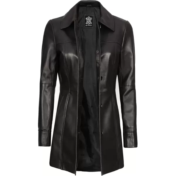 imageBlingsoul Womens Leather Jacket  Vintage Style Long Leather Jacket WomenKandis  Black Coat