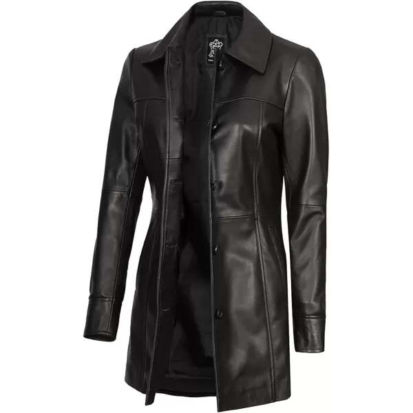 imageBlingsoul Womens Leather Jacket  Vintage Style Long Leather Jacket WomenKandis  Black Coat