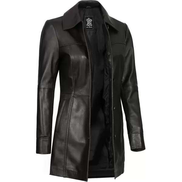 imageBlingsoul Womens Leather Jacket  Vintage Style Long Leather Jacket WomenKandis  Black Coat