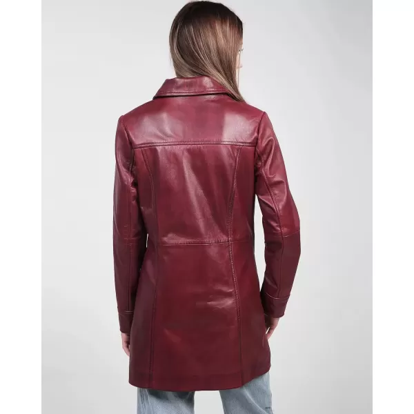 imageBlingsoul Womens Leather Jacket  Vintage Style Long Leather Jacket WomenKandis  Maroon Coat