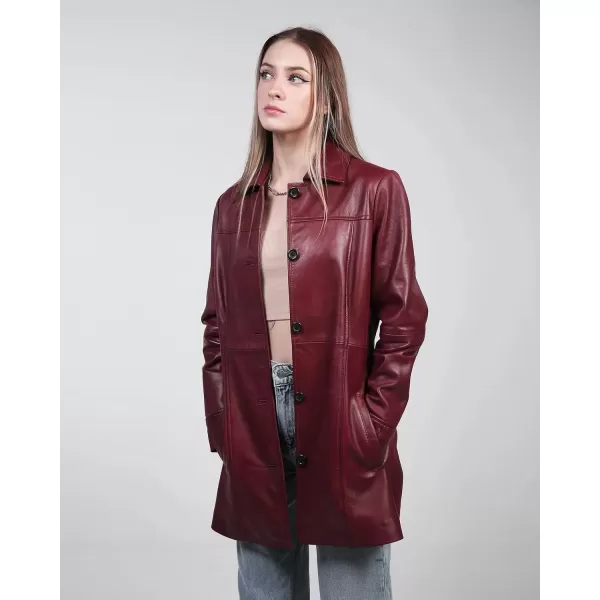 imageBlingsoul Womens Leather Jacket  Vintage Style Long Leather Jacket WomenKandis  Maroon Coat