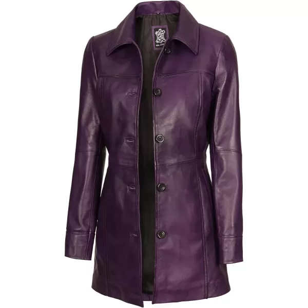 imageBlingsoul Womens Leather Jacket  Vintage Style Long Leather Jacket WomenKandis  Purple Coat