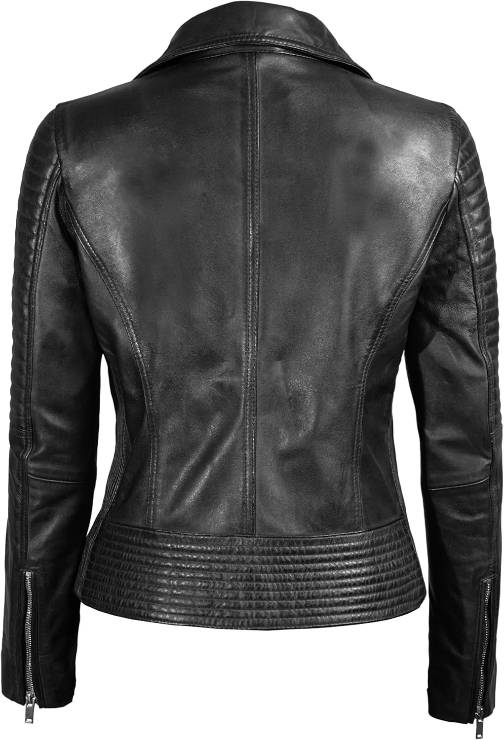 imageBlingsoul Asymmetrical Lambskin Leather Jacket Women  Classic Moto Style Womens Leather JacketsGadot  Black Jacket