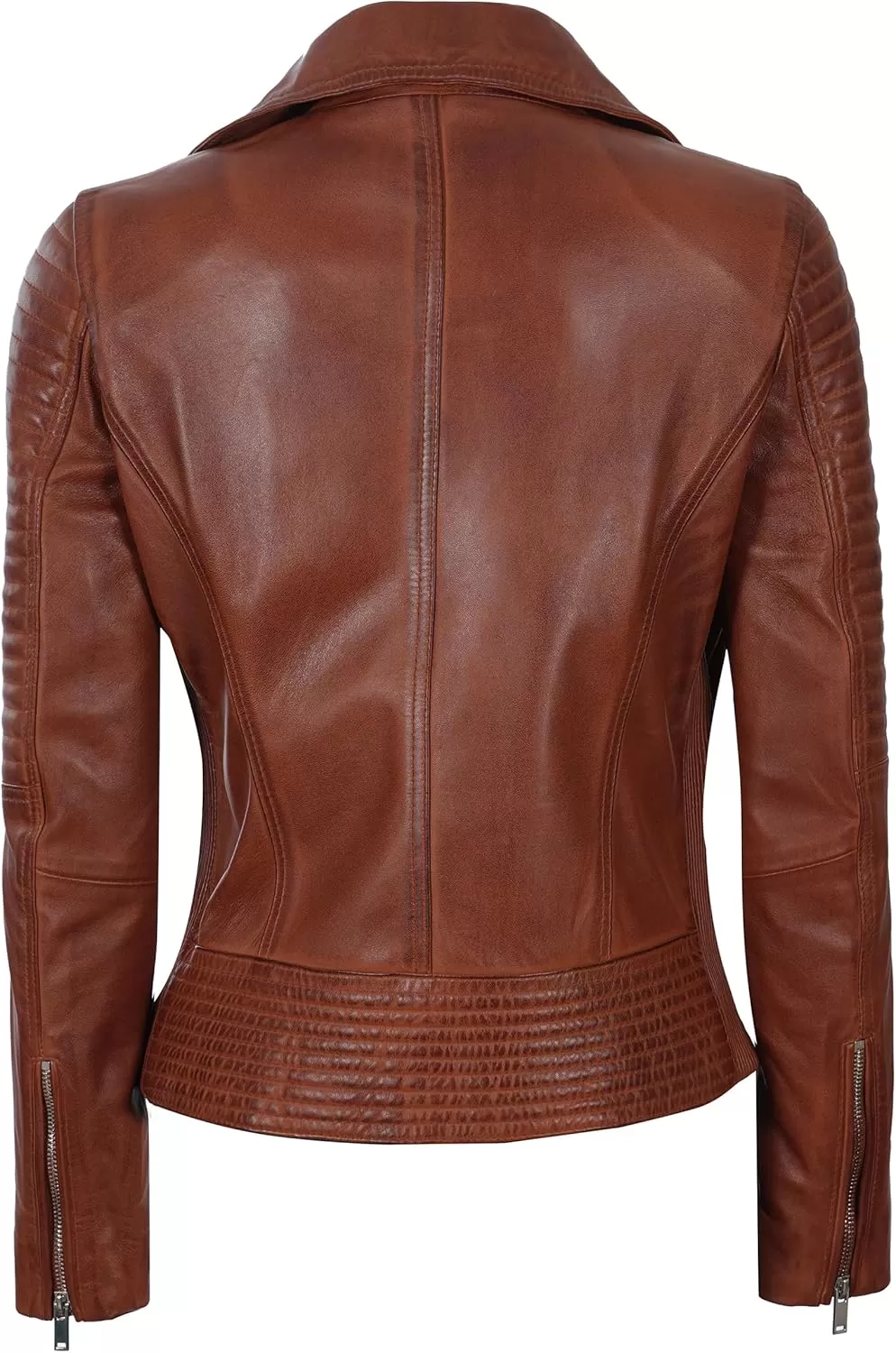 imageBlingsoul Asymmetrical Lambskin Leather Jacket Women  Classic Moto Style Womens Leather JacketsGadot  Cognac Jacket