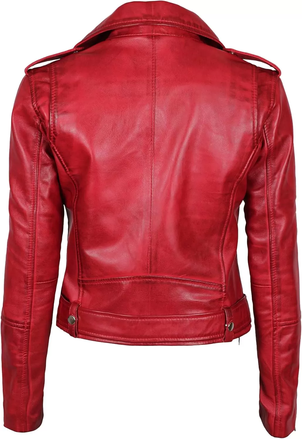 imageBlingsoul Asymmetrical Lambskin Leather Jacket Women  Classic Moto Style Womens Leather JacketsMargaret  Red Jacket