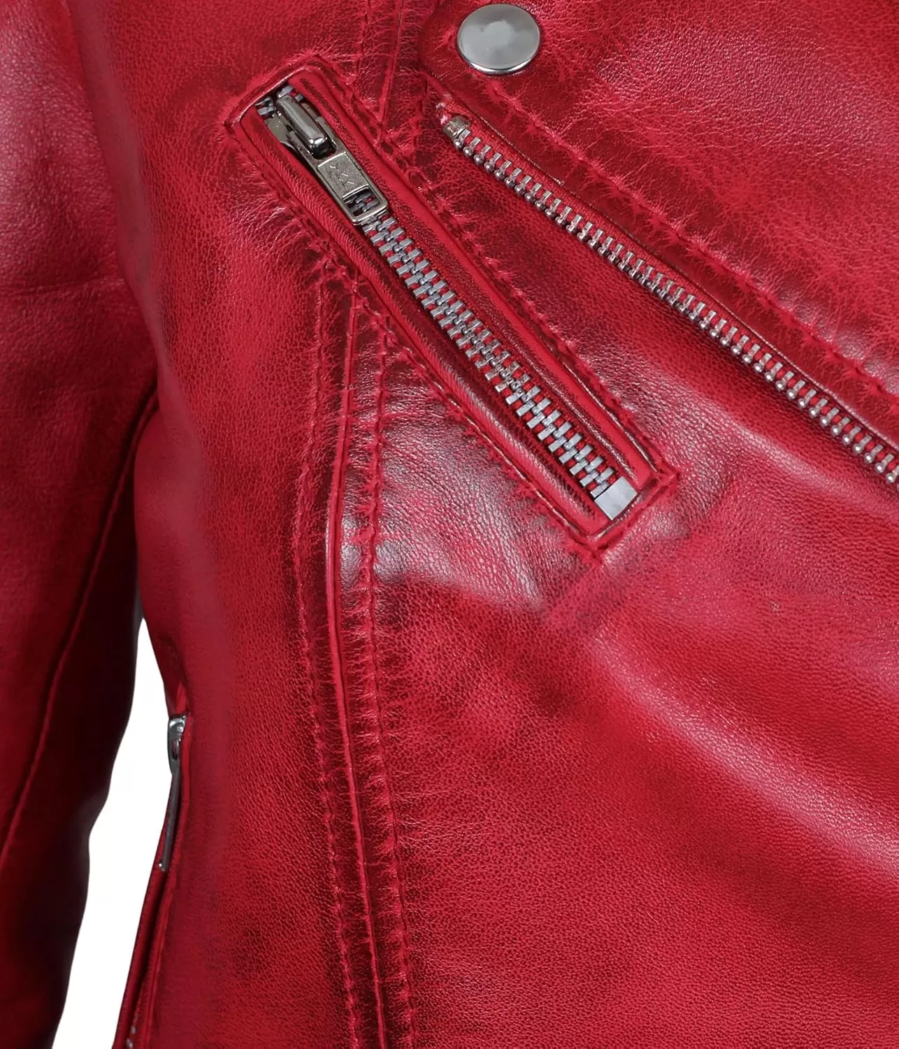 imageBlingsoul Asymmetrical Lambskin Leather Jacket Women  Classic Moto Style Womens Leather JacketsMargaret  Red Jacket