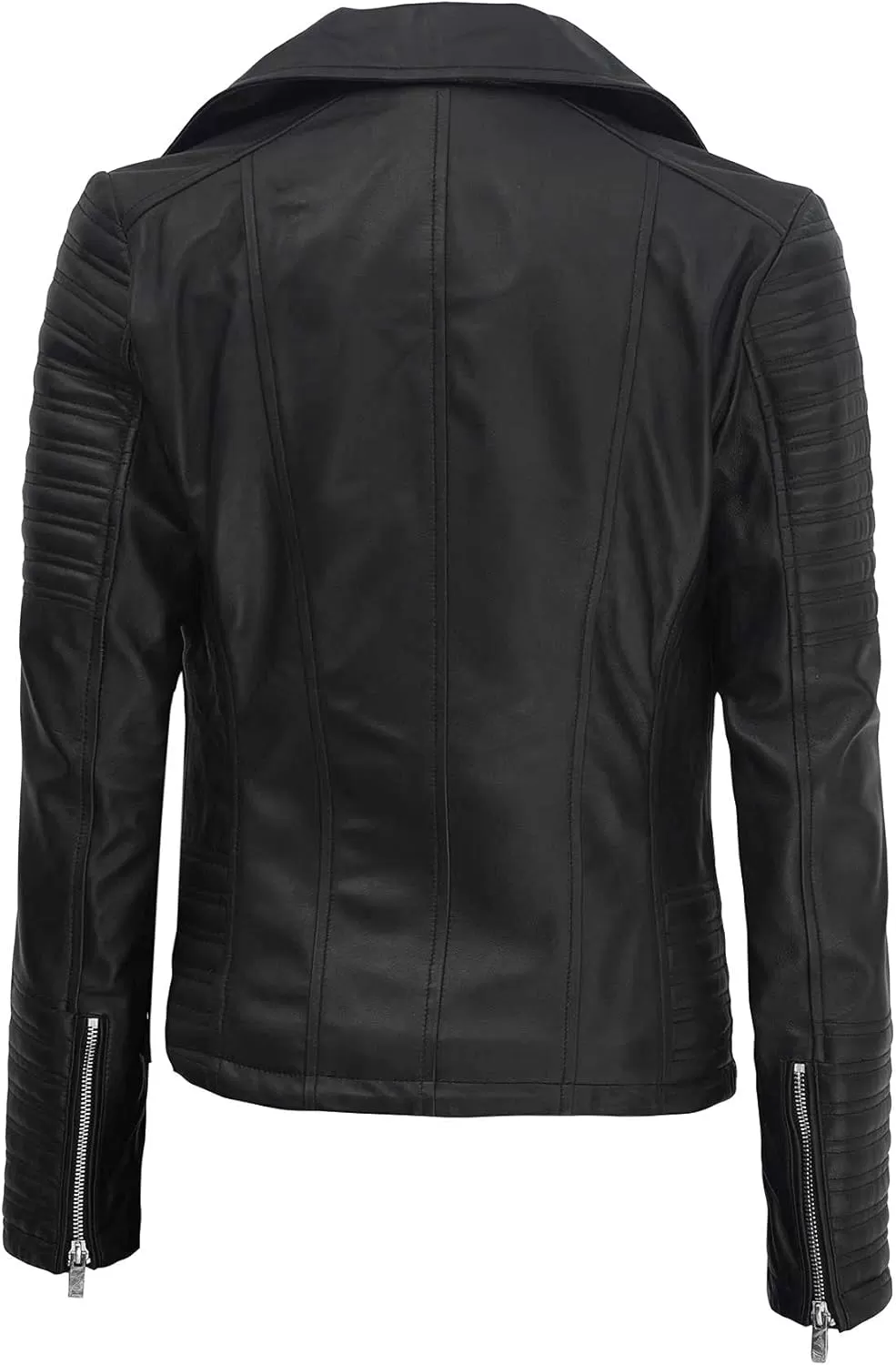 imageBlingsoul Asymmetrical Lambskin Leather Jacket Women  Classic Moto Style Womens Leather JacketsNicholle  Black Jacket