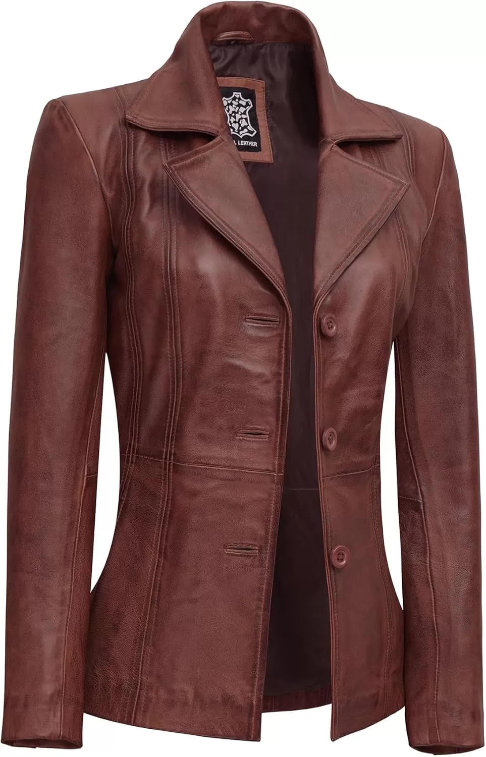 imageBlingsoul Leather Blazer Jacket Women  Leather Car Coats For WomenBitonto  Brown Jacket