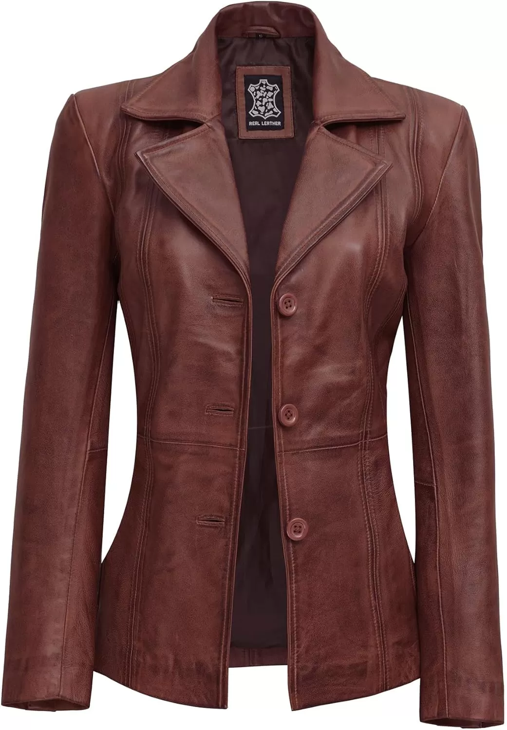 imageBlingsoul Leather Blazer Jacket Women  Leather Car Coats For WomenBitonto  Brown Jacket
