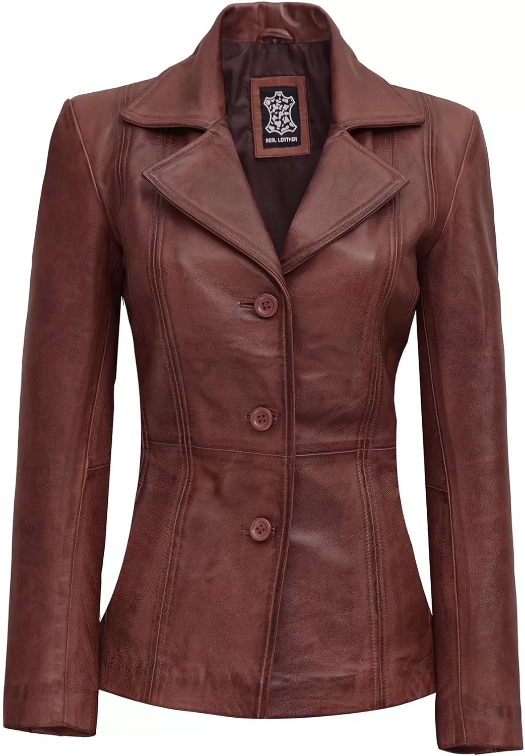 imageBlingsoul Leather Blazer Jacket Women  Leather Car Coats For WomenBitonto  Brown Jacket