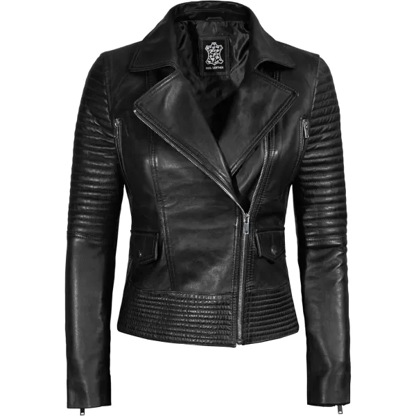 imageBlingsoul Asymmetrical Lambskin Leather Jacket Women  Classic Moto Style Womens Leather JacketsGadot  Black Jacket