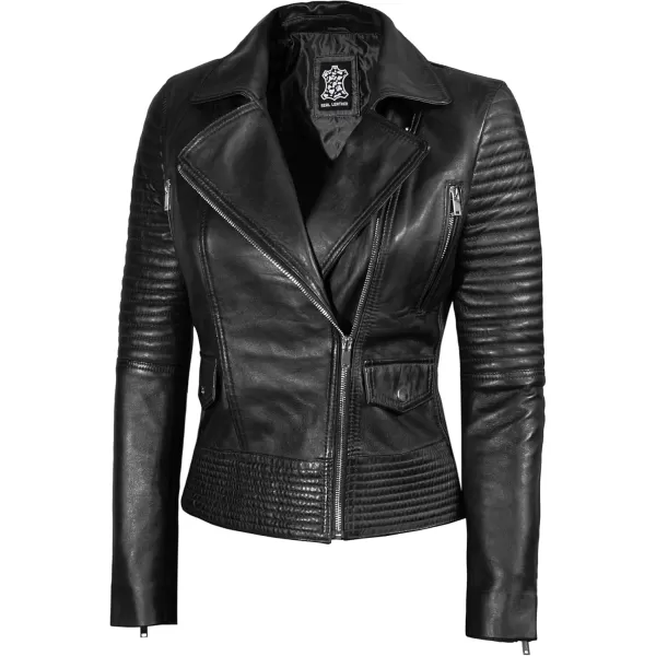 imageBlingsoul Asymmetrical Lambskin Leather Jacket Women  Classic Moto Style Womens Leather JacketsGadot  Black Jacket