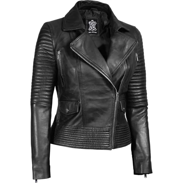 imageBlingsoul Asymmetrical Lambskin Leather Jacket Women  Classic Moto Style Womens Leather JacketsGadot  Black Jacket