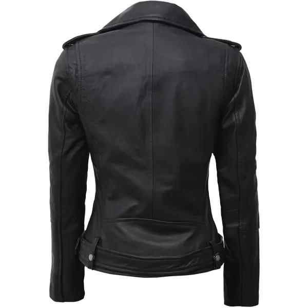 imageBlingsoul Asymmetrical Lambskin Leather Jacket Women  Classic Moto Style Womens Leather JacketsMargaret  Black Jacket