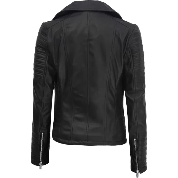 imageBlingsoul Asymmetrical Lambskin Leather Jacket Women  Classic Moto Style Womens Leather JacketsNicholle  Black Jacket