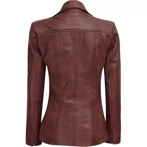 imageBlingsoul Leather Blazer Jacket Women  Leather Car Coats For WomenBitonto  Brown Jacket