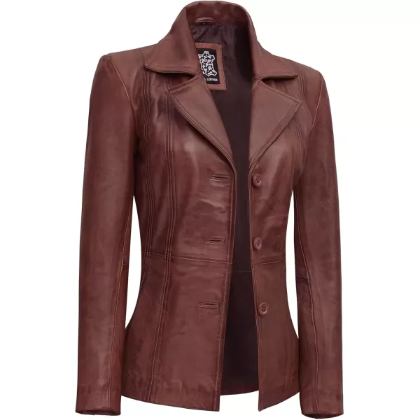 imageBlingsoul Leather Blazer Jacket Women  Leather Car Coats For WomenBitonto  Brown Jacket