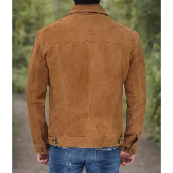 imageBlingsoul Brown Suede Jacket Men  Black Real Lambskin Leather Jacket for MenLgan  Brown Suede Jacket