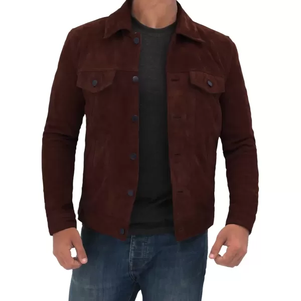 imageBlingsoul Brown Suede Jacket Men  Black Real Lambskin Leather Jacket for MenLgan  Dark Brown Suede Jacket